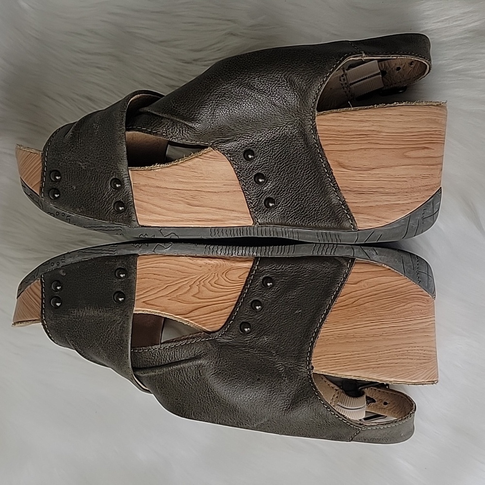 BUSSOLA Formentera Capretto Ivy Leather Comfort Wedge Chucky Boho‎ Sandals 38 - Picture 5 of 15
